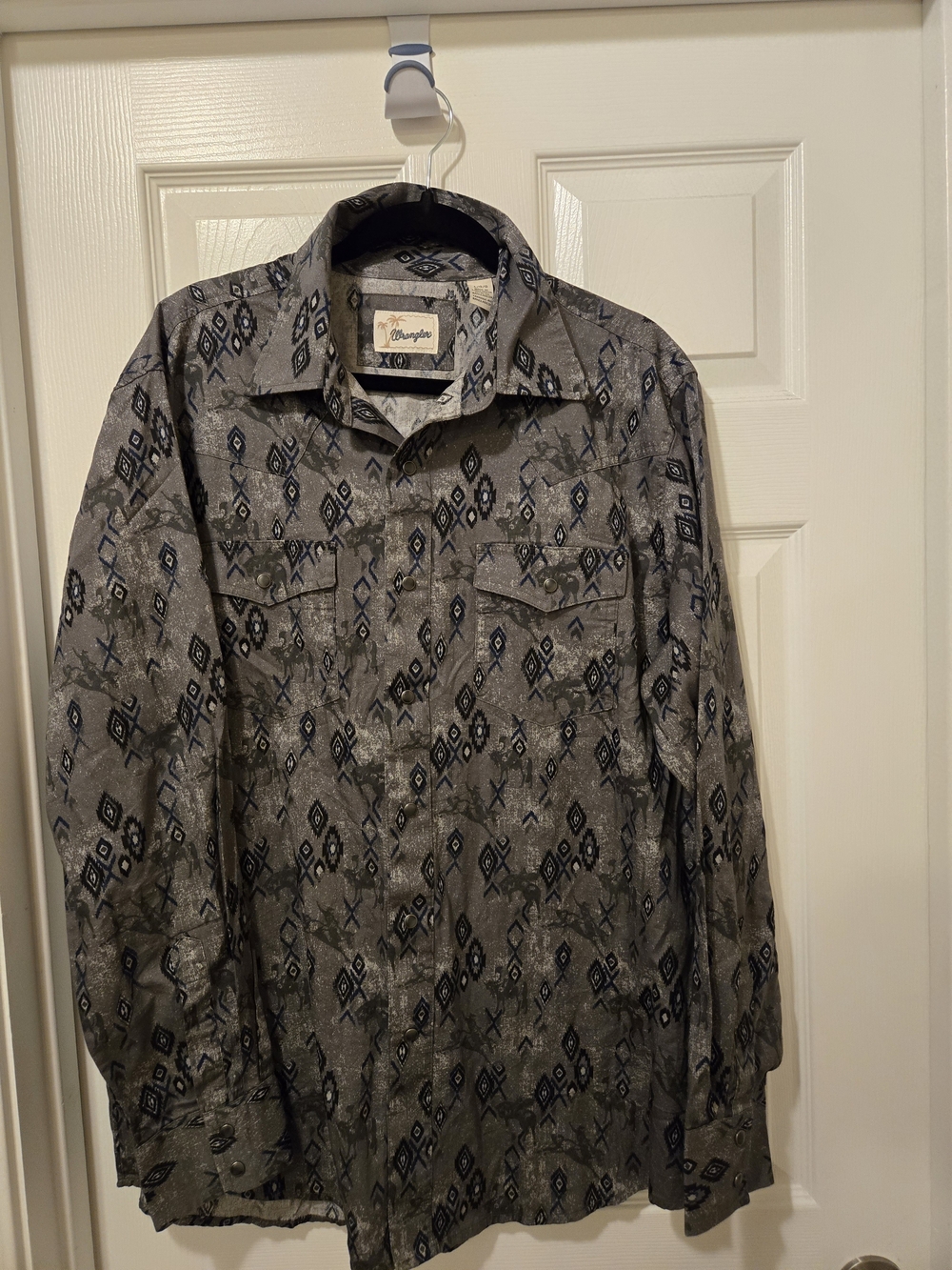 Wrangler Gray Patterned Western Shirt